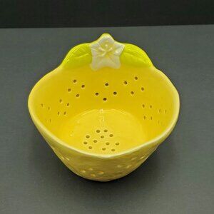 Ciroa Home Small Yellow Ceramic Berry Colander Berry Bowl Small Drainer